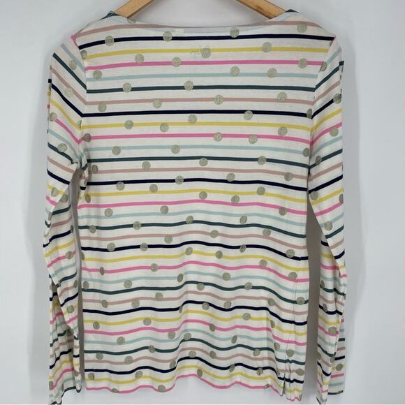 Boden Women’s Top Colorful Stripes & Metallic Polka Dots Whimsical Girlhood 8 - Picture 3 of 9